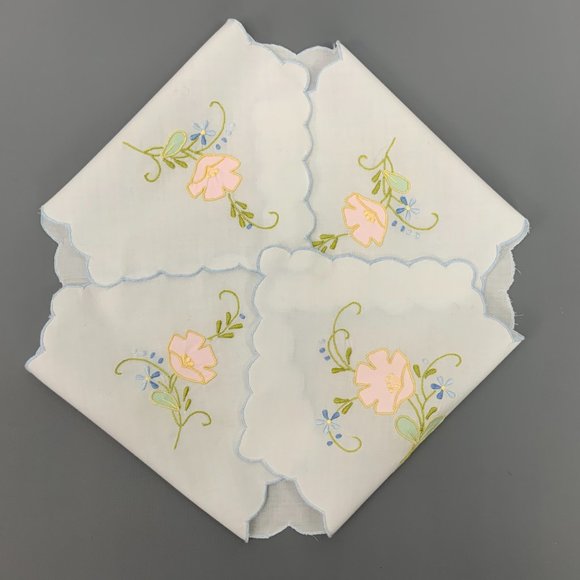 Vintage Bread Busket Napkin Hand Embroidered Flowers - Picture 16 of 16